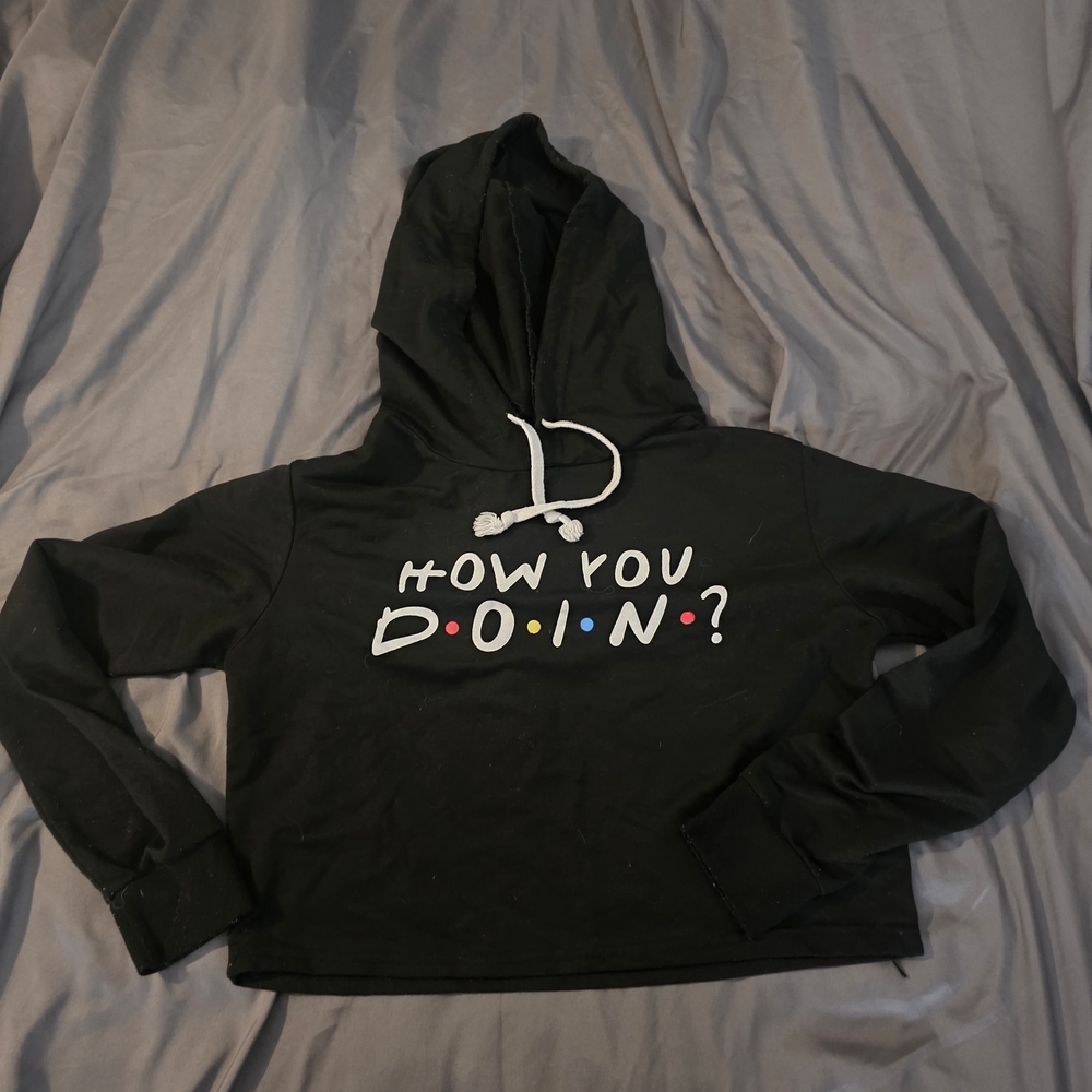 Black Hoodie with 'How You Doin?' Print